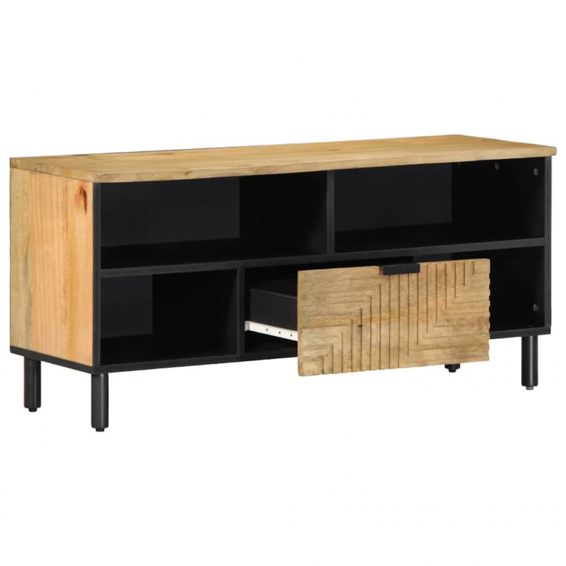 Szafka RTV Brązowa 100x33x46 cm Drewno lite Mango