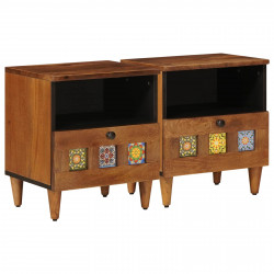 Szafka Nocna 2 pcs Brązowy 40 x 33 x 46 cm Drewno z mango