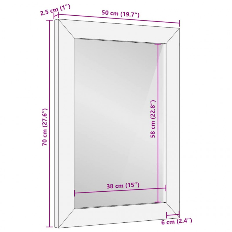Lustro łazienkowe Z lustrem Czarny i złoto 50 x 2,5 x 70 cm