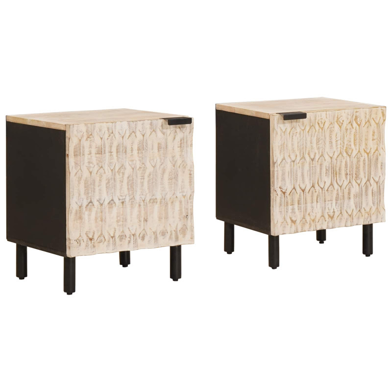 Szafka Nocna 2 pcs Biały 40 x 33 x 46 cm Drewno z mango