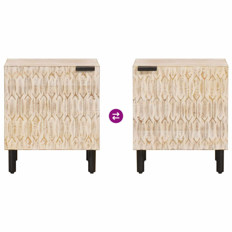 Szafka Nocna 2 pcs Biały 40 x 33 x 46 cm Drewno z mango