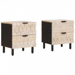Szafka Nocna 2 pcs Biały 40 x 33 x 46 cm Drewno z mango