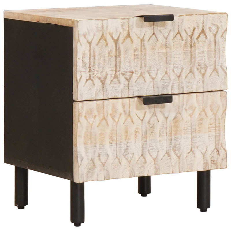 Szafka Nocna 2 pcs Biały 40 x 33 x 46 cm Drewno z mango