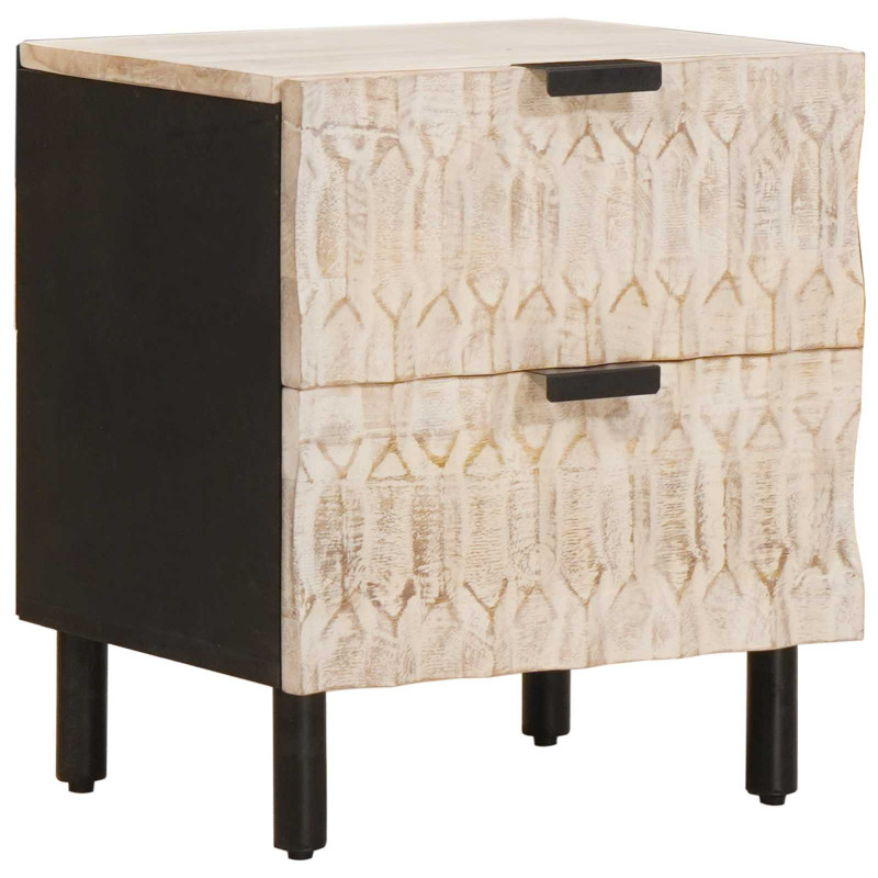 Szafka Nocna 2 pcs Biały 40 x 33 x 46 cm Drewno z mango