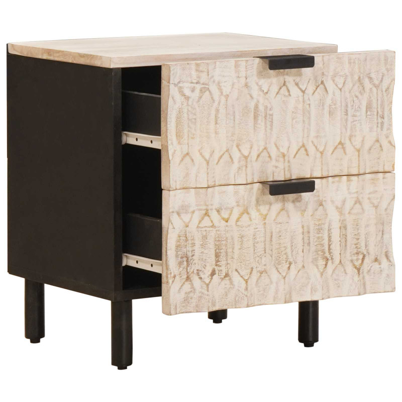 Szafka Nocna 2 pcs Biały 40 x 33 x 46 cm Drewno z mango