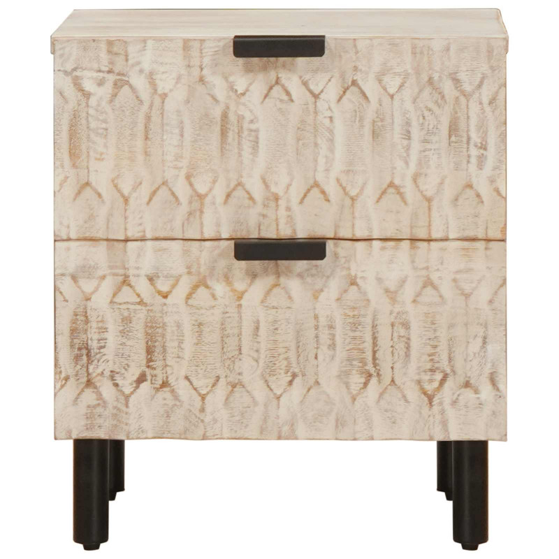 Szafka Nocna 2 pcs Biały 40 x 33 x 46 cm Drewno z mango