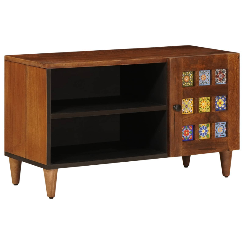 Szafka pod telewizor z drzwiami orzech włoski 80 x 33 x 46 cm