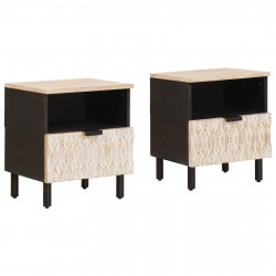 Szafka Nocna 2 pcs Biały 40 x 33 x 46 cm Drewno z mango