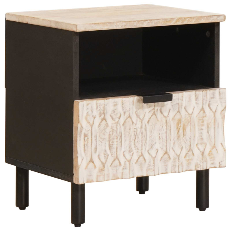 Szafka Nocna 2 pcs Biały 40 x 33 x 46 cm Drewno z mango