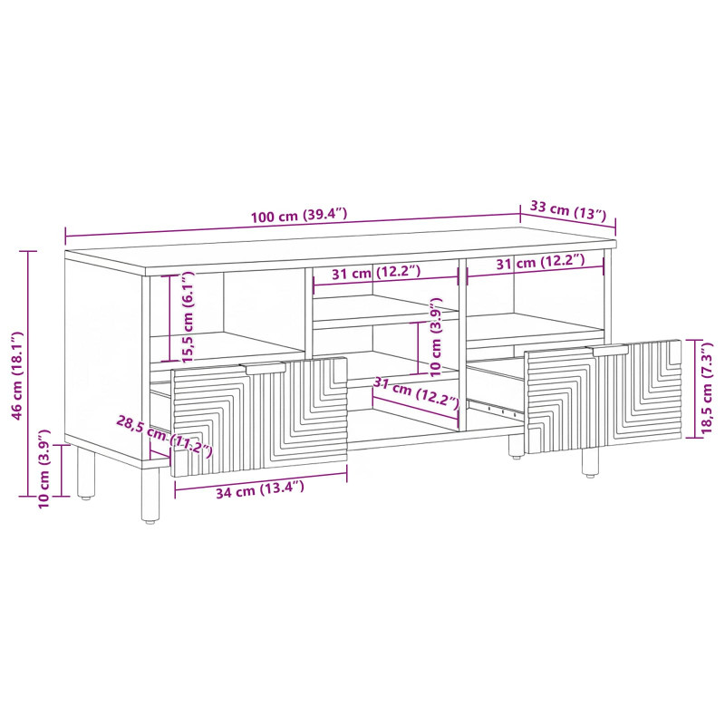 Jednostki telewizyjne Lite Drewno Akacji 100 x 33,5 x 46 cm