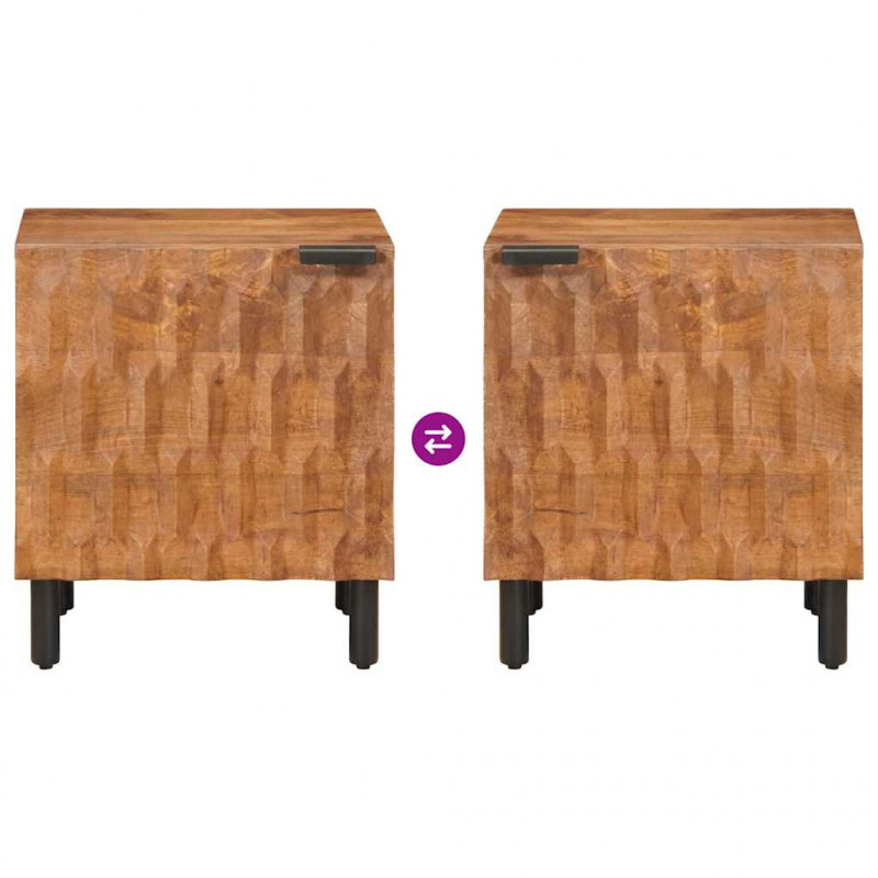 Szafka Nocna 2 pcs Brązowy 40 x 33 x 46 cm Drewno z mango