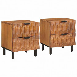 Szafka Nocna 2 pcs Brązowy 40 x 33 x 46 cm Drewno z mango