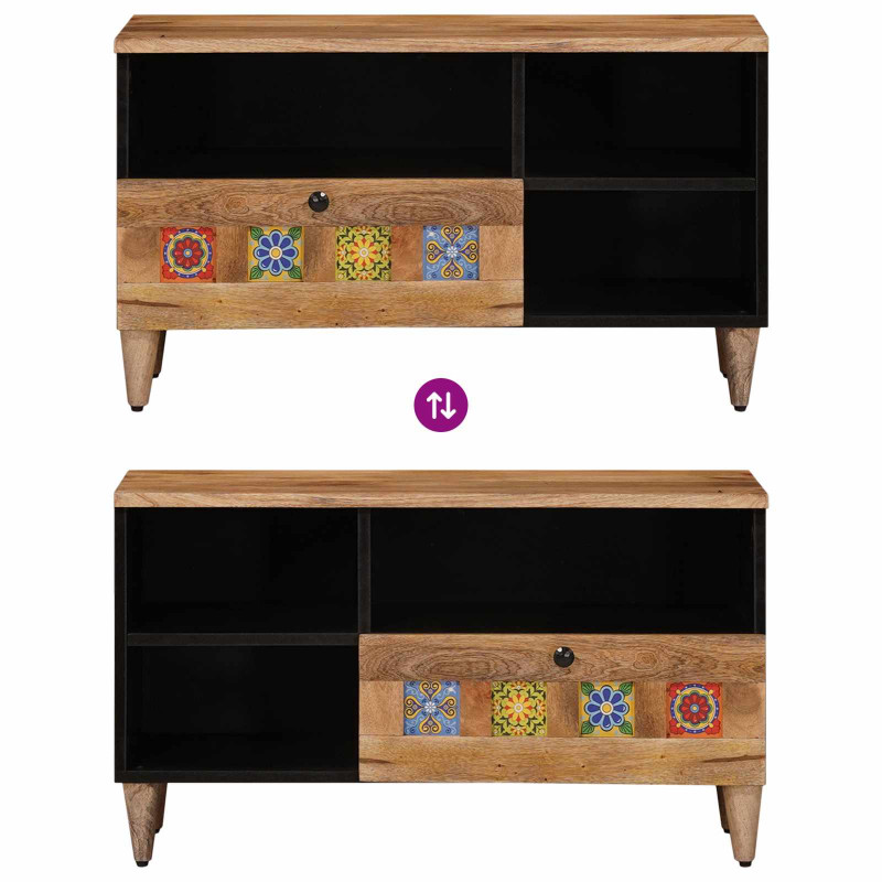 Szafka pod telewizor Naturalny 80 x 33,5 x 46 cm Drewno z mango