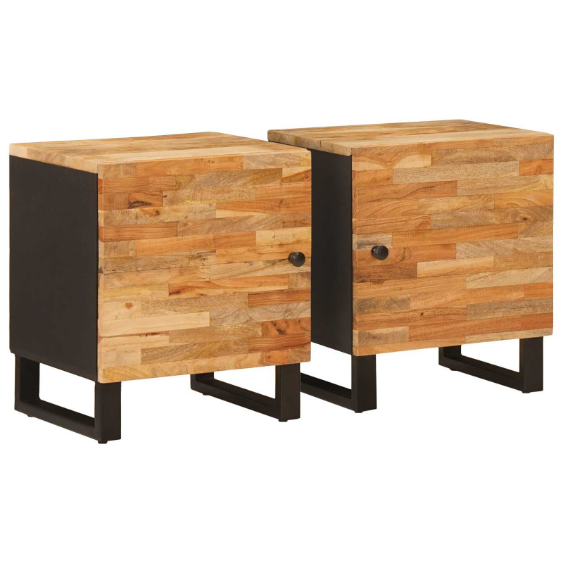 Szafka Nocna 2 pcs Brązowy 40 x 33 x 46 cm Drewno z mango
