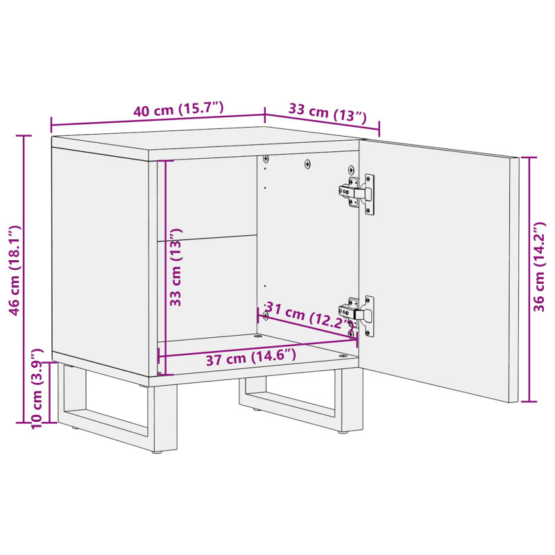 Szafka Nocna 2 pcs Brązowy 40 x 33 x 46 cm Drewno z mango