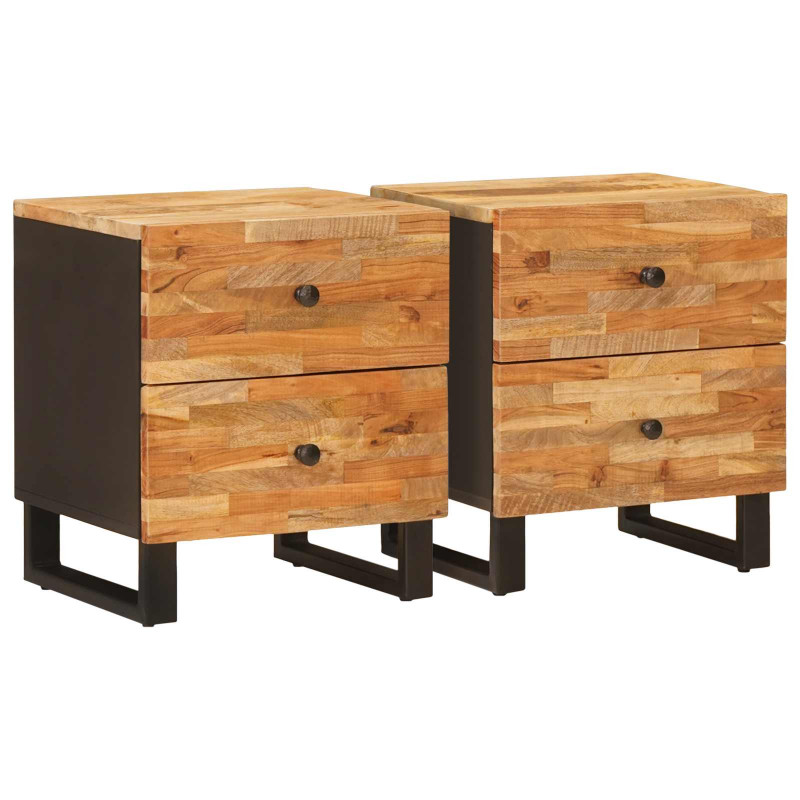 Szafka Nocna 2 pcs Brązowy 40 x 33 x 46 cm Drewno z mango