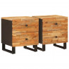 Szafka Nocna 2 pcs Brązowy 40 x 33 x 46 cm Drewno z mango