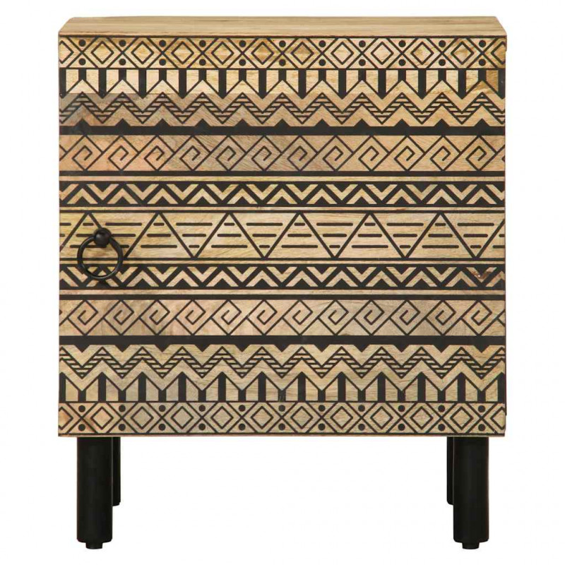 Szafka nocna, czarna, 40x33,5x46 cm, lite surowe drewno mango