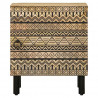 Szafka nocna, czarna, 40x33,5x46 cm, lite surowe drewno mango