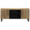 Szafka pod TV, czarne, 105x33,5x46 cm, lite surowe drewno mango