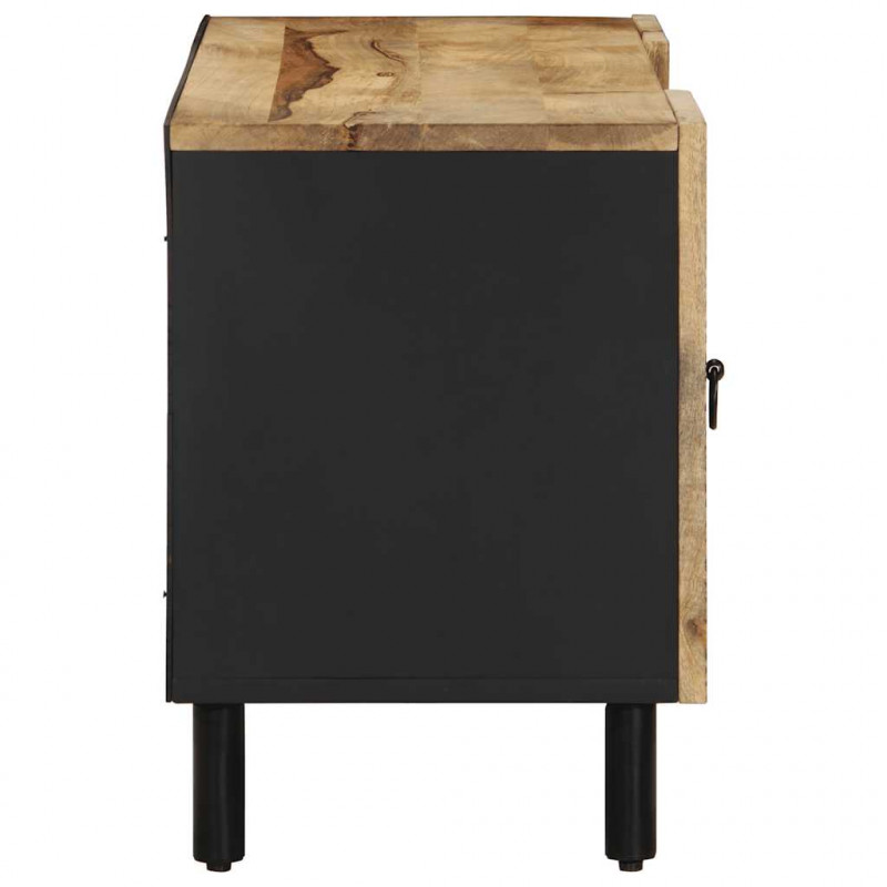 Szafka pod TV, czarne, 105x33,5x46 cm, lite surowe drewno mango