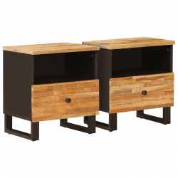 Szafka łóżkowa 2 pcs Brązowy 40 x 33 x 46 cm Drewno z mango
