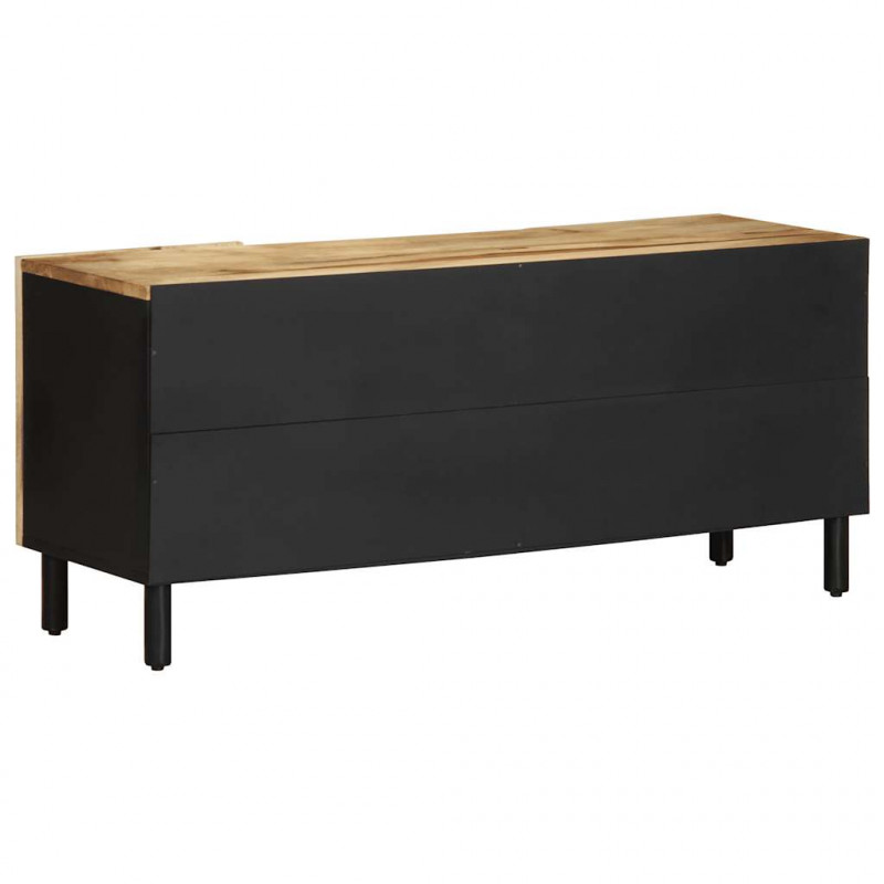 Szafka pod TV, czarne, 105x33,5x46 cm, lite surowe drewno mango