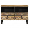 Szafka pod TV, czarne, 70x33,5x46 cm, lite surowe drewno mango