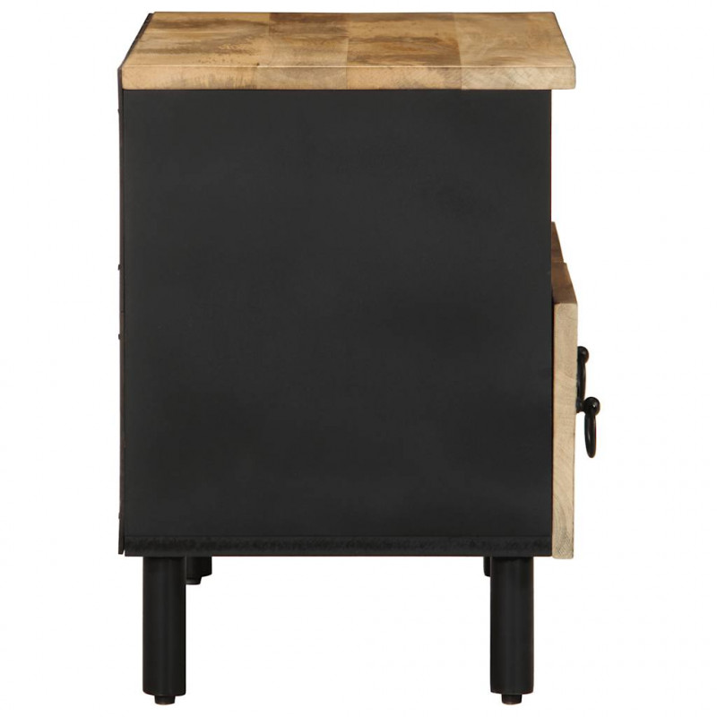 Szafka pod TV, czarne, 70x33,5x46 cm, lite surowe drewno mango