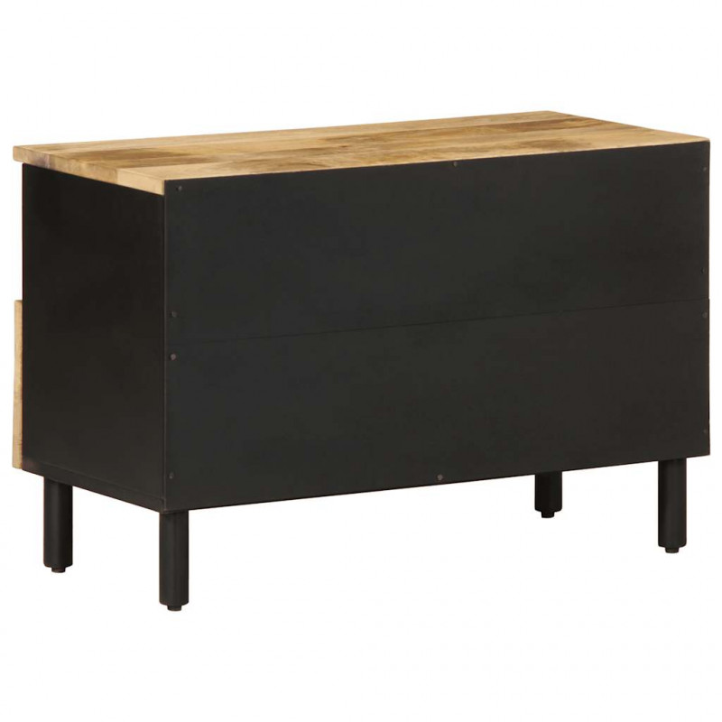 Szafka pod TV, czarne, 70x33,5x46 cm, lite surowe drewno mango