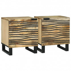 Szafka Nocna 2 pcs Brązowy 40 x 33 x 46 cm Lite drewno akacjowe