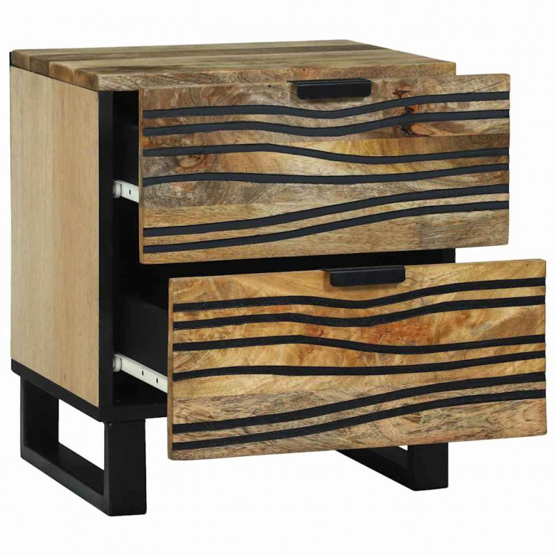 Szafka Nocna 2 pcs Brązowy 40 x 33 x 46 cm Lite drewno akacjowe