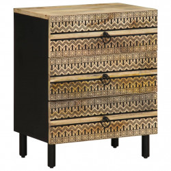 Szafka nocna, czarna, 50x33x62 cm, lite surowe drewno mango