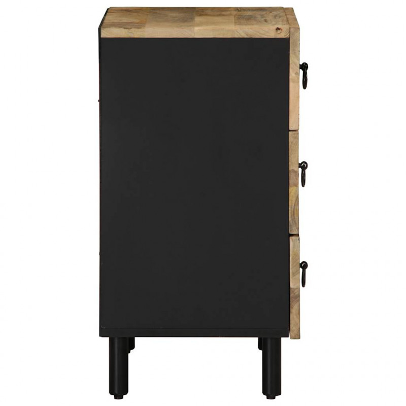 Szafka nocna, czarna, 50x33x62 cm, lite surowe drewno mango