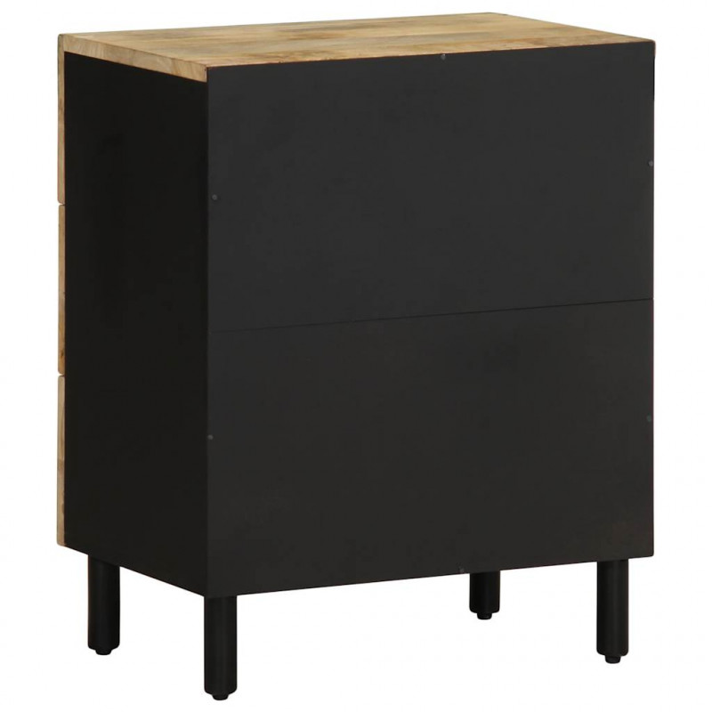 Szafka nocna, czarna, 50x33x62 cm, lite surowe drewno mango