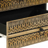 Szafka nocna, czarna, 50x33x62 cm, lite surowe drewno mango