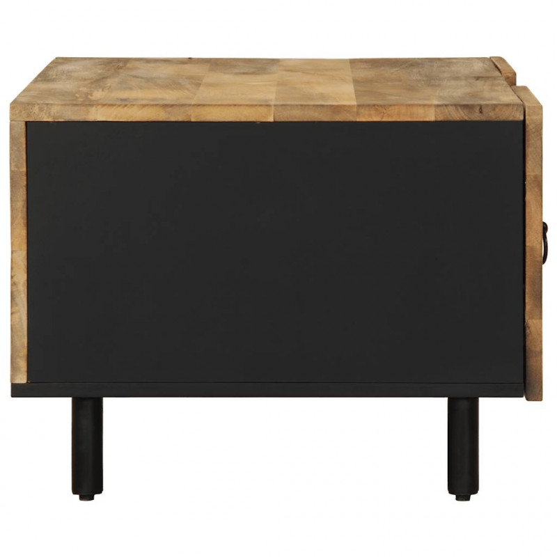 Stolik kawowy, czarny, 100x54x40 cm, lite surowe drewno mango