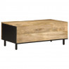 Stolik kawowy, czarny, 100x54x40 cm, lite surowe drewno mango