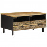 Stolik kawowy, czarny, 80x54x40 cm, lite surowe drewno mango