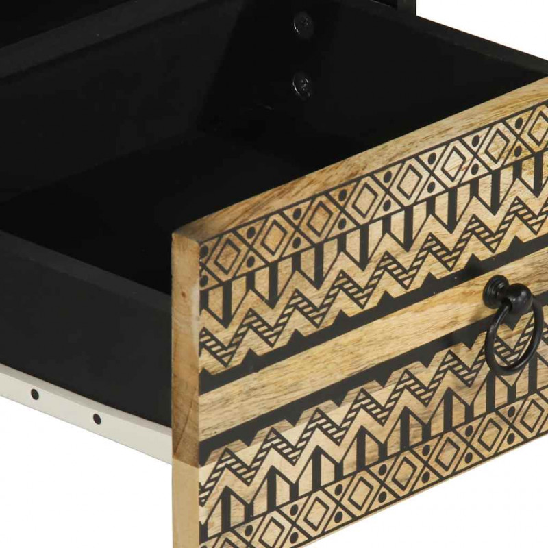 Stolik kawowy, czarny, 80x54x40 cm, lite surowe drewno mango