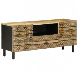 Szafka pod TV, czarne, 105x33,5x46 cm, lite surowe drewno mango