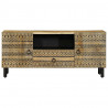 Szafka pod TV, czarne, 105x33,5x46 cm, lite surowe drewno mango