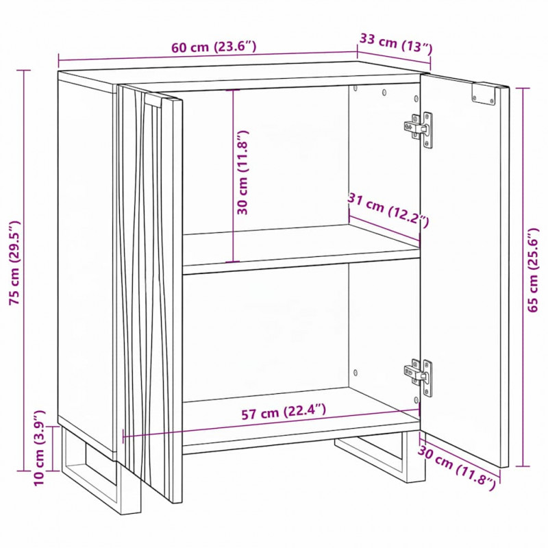 Bufet Naturalny 60 x 33,5 x 75 cm Drewno z mango