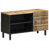 Szafka pod TV, czarne, 80x33,5x46 cm, surowe lite drewno mango