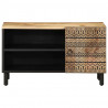 Szafka pod TV, czarne, 80x33,5x46 cm, surowe lite drewno mango