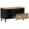 Szafka pod TV, czarne, 80x33,5x46 cm, surowe lite drewno mango