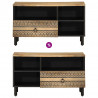 Szafka pod TV, czarne, 80x33,5x46 cm, surowe lite drewno mango