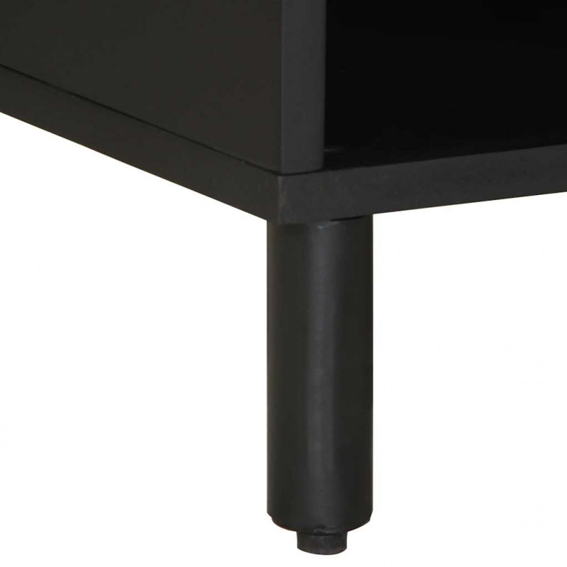 Szafka pod TV, czarne, 80x33,5x46 cm, surowe lite drewno mango