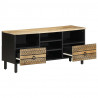 Szafka pod TV, czarne, 100x33,5x46 cm, surowe lite drewno mango