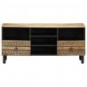 Szafka pod TV, czarne, 100x33,5x46 cm, surowe lite drewno mango